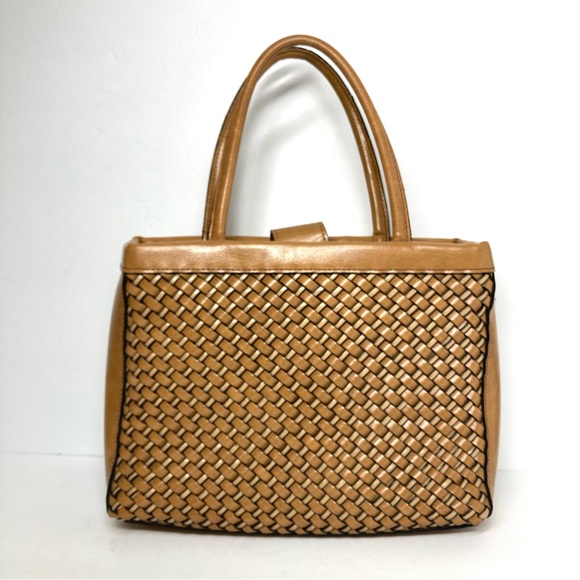 Vintage Relic By Fossil Shoulder Bag Tan Woven Leather 11x8" - Picture 2 of 16